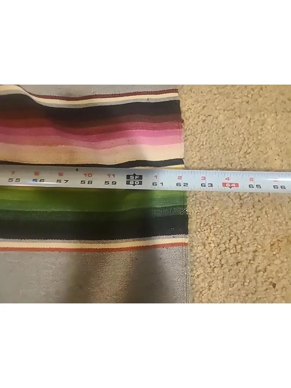 Vintage Cotton Loom Woven Blanket Throw Saltillo Serape Mexico 89